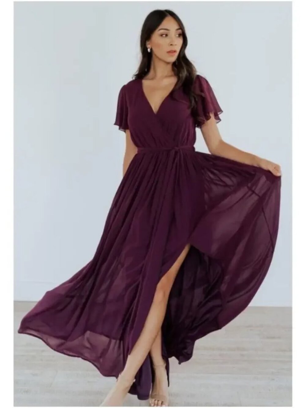 NWT Baltic Born | Kristina Maxi Dress | Eggplant | Large | *Missing Belt*
